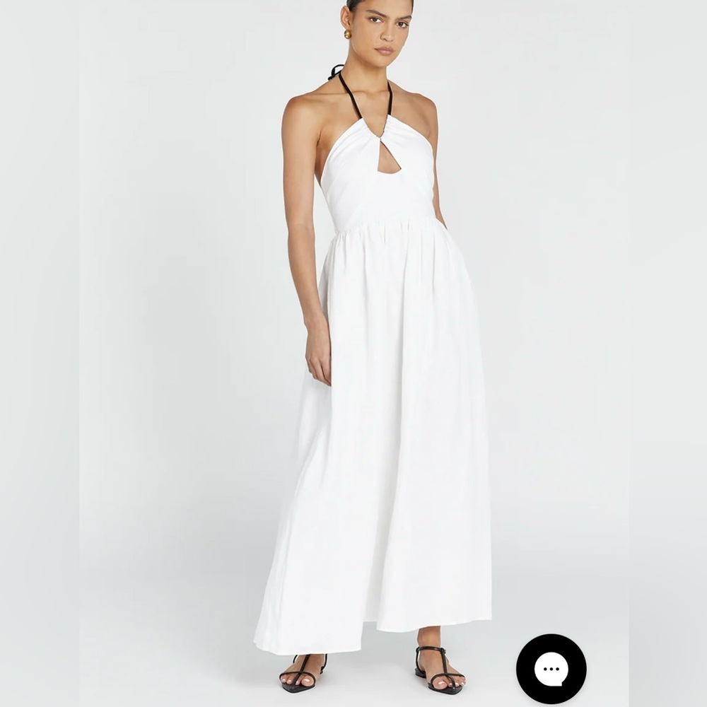 DISSH ALYSSA WHITE LINEN MAXI DRESS
